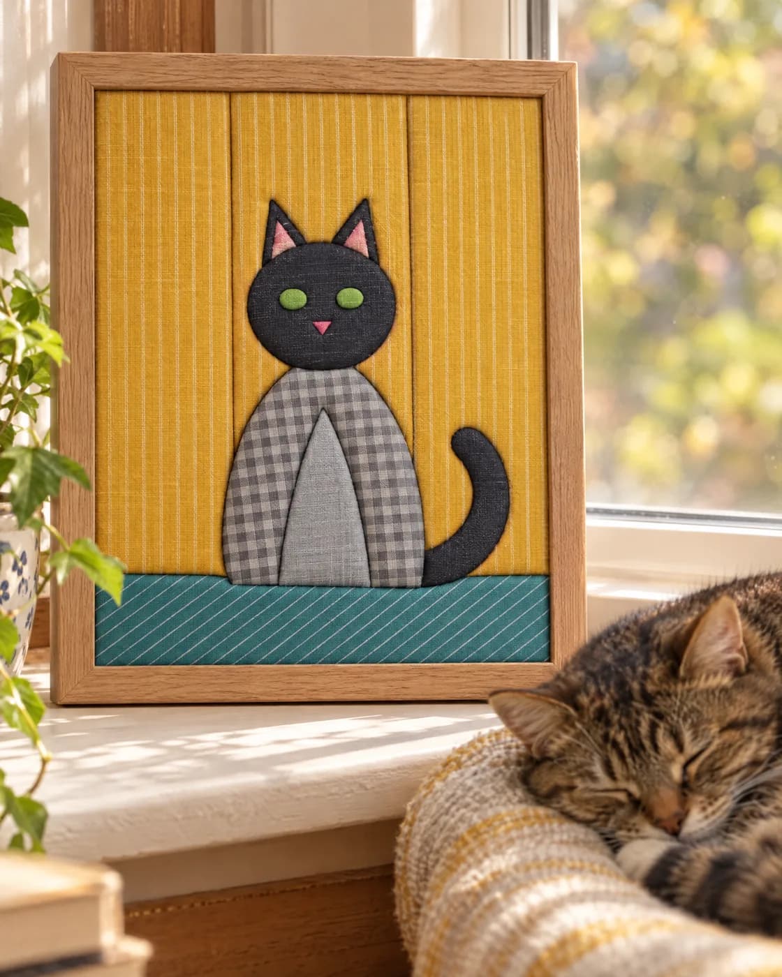 Kinusaiga grey cat next to a sleeping cat