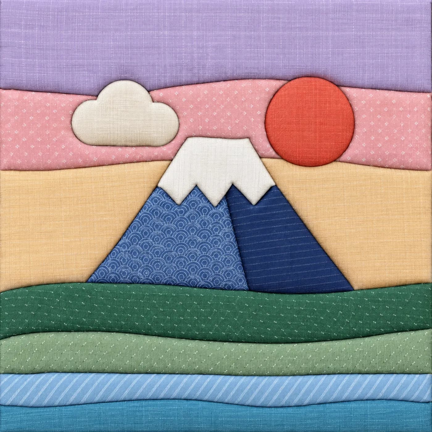 The finished kinusaiga piece in fabric