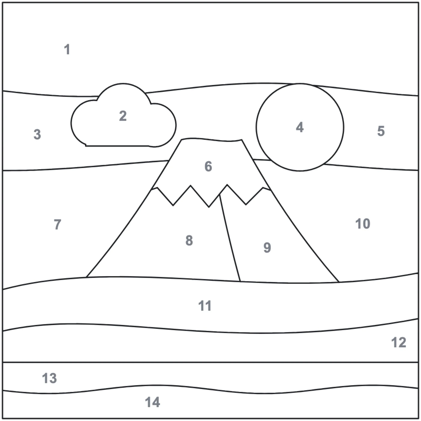 The printed pattern with numbered sections