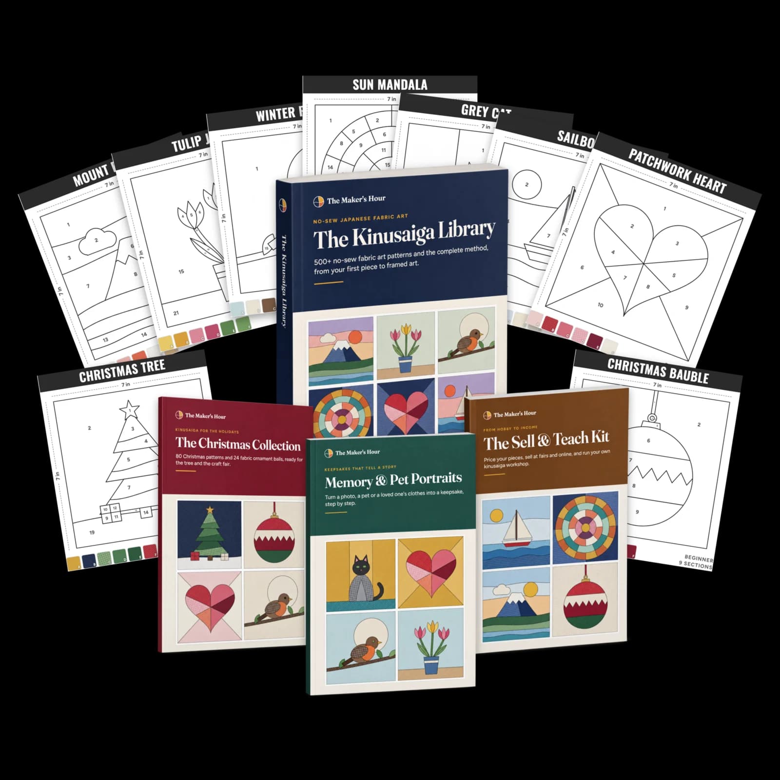 The Kinusaiga Library: the library, sample pattern pages and the three bonus guides
